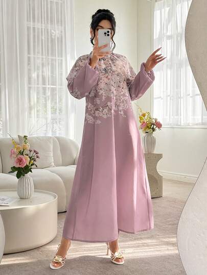 Al Najma Front Button Placement Print Loose Dress