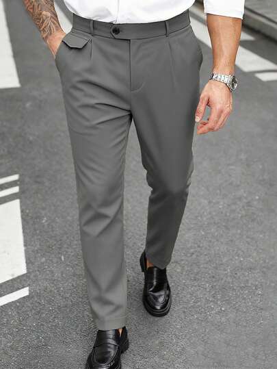 Manfinity Mode Plus Size Men's Casual Commuter Business Slant Pocket Trousers