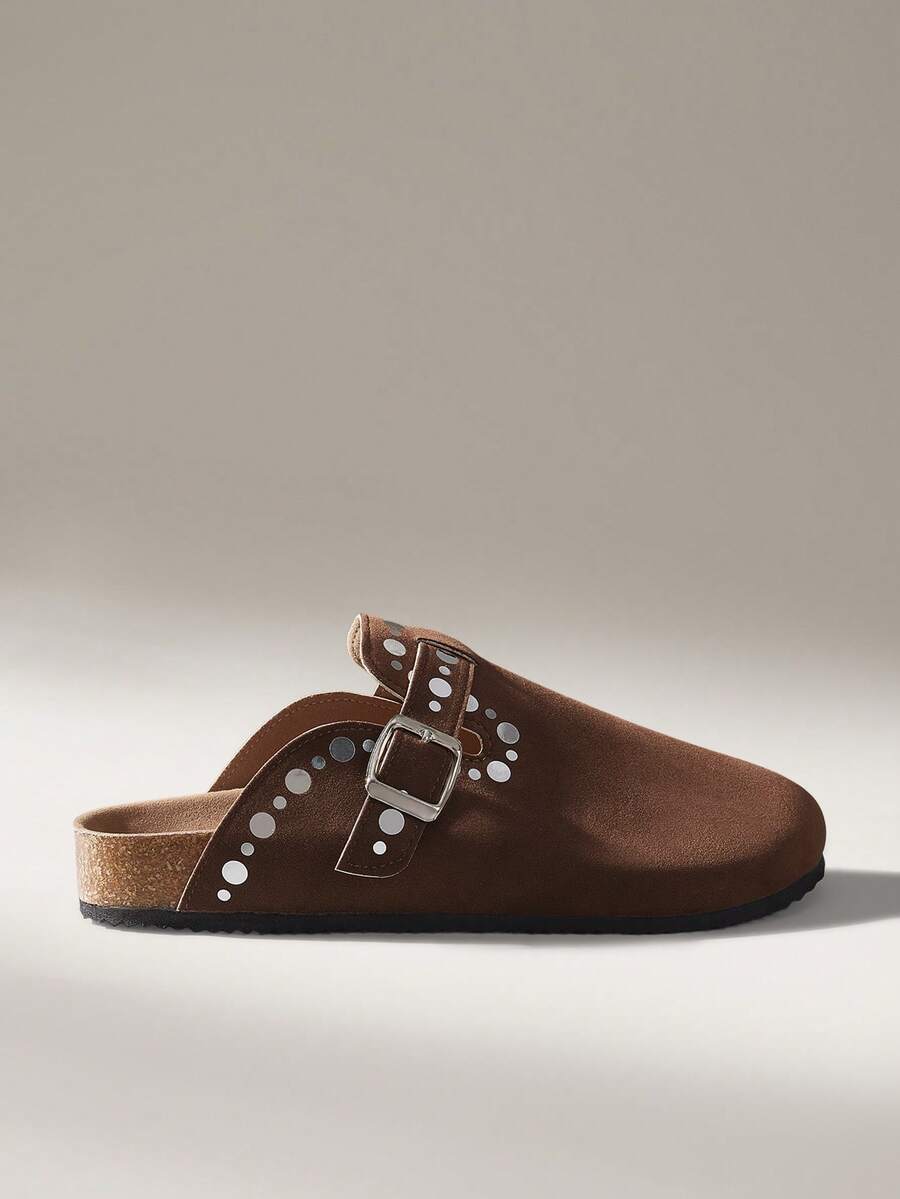 Solecia New Sequined Thick-Soled Slip-On Lazy Closed Toe Women's Shoes - Coffee Brown - View 1