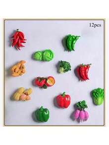 1个/3个/4个/5个/5个-1/6个/6个-1/7个/8个/9个/10个/10个-款式1/10个-2/11个 新款卡通水果蔬菜造型磁性树脂冰箱贴，自然风磁性冰箱贴，可爱装饰品，桌面配件，厨房办公室白板储物柜和洗碗机个性化装饰品，厨房装饰，家居装饰，情人节礼物，送给朋友和亲戚的礼物 - 彩色 - 查看 14