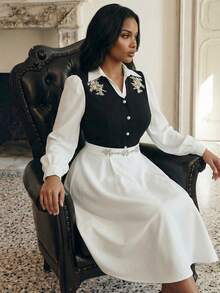 Anewsta Women's Elegant White Rhinestone Embellished Minimalist Fashion Skirt - White - View 5