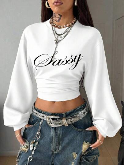 Coolane 女士休闲简约字母印花时尚卫衣，简约舒适，适合外出、街头、音乐节、嘉年华、海滩、度假等场合。