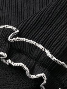 DAZY Young Girls Casual Flare Ruffle Hem Pants - Black - View 3