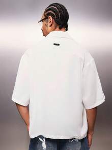 PLAYBOY X SUMWON Bunny Embroidered Boxy Fit Short Sleeve Reviere Collar Shirt Summer Button Down Top - Beige - View 2