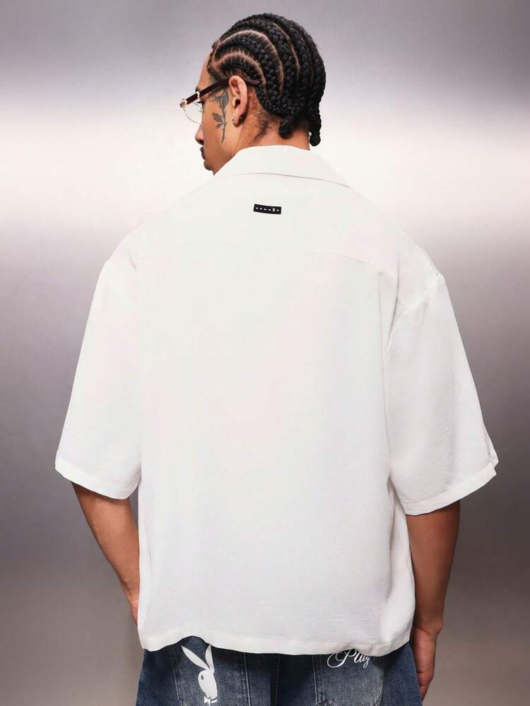 PLAYBOY X SUMWON Boxy Reviere Collar Shirt With Embroidery