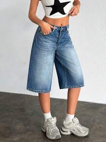 EURMUSE Women's Casual Washed Denim Shorts, Summer - Medium Wash - View 1
