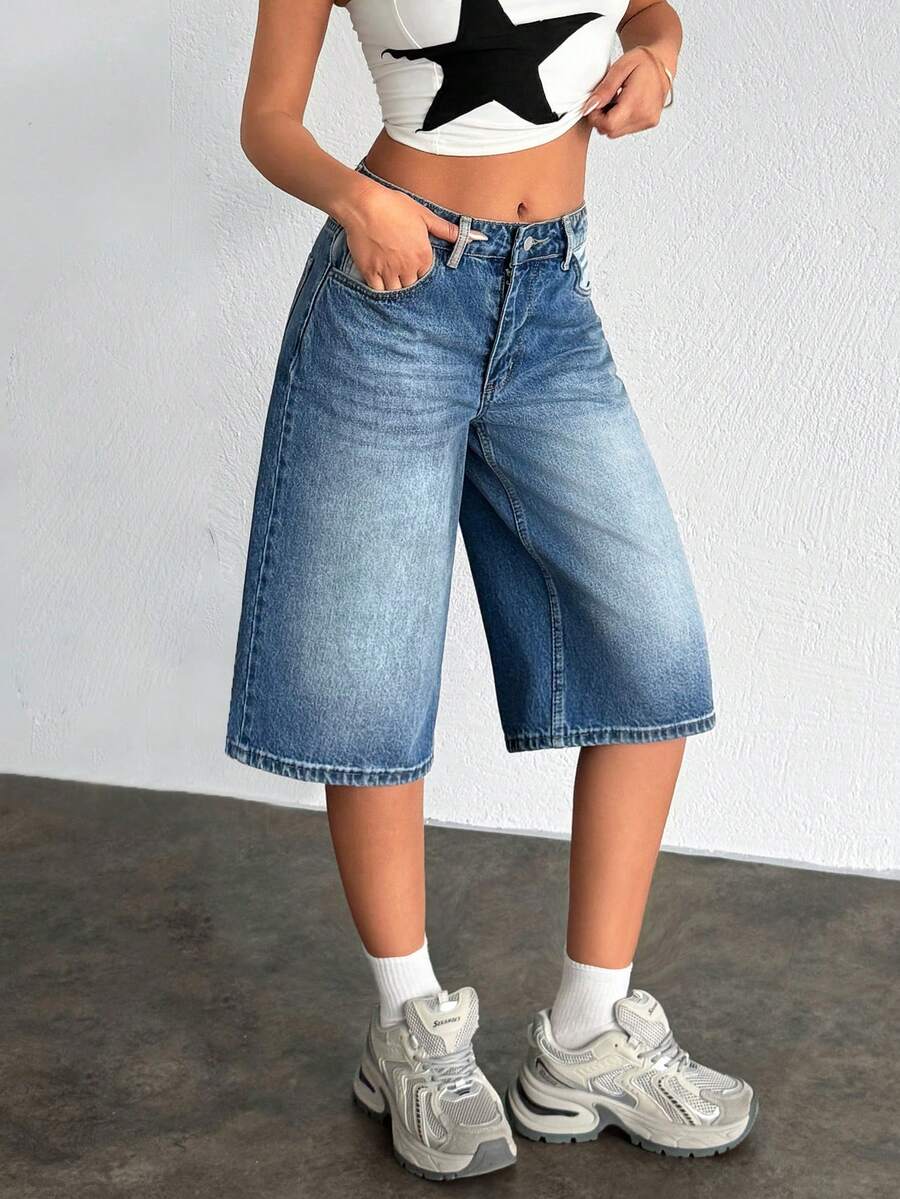 EURMUSE Women's Casual Washed Denim Shorts, Summer - Medium Wash - View 1