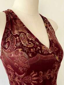 Lalippa 女士佩斯利印花V领不对称下摆无袖上衣 - 彩色 - 查看 3