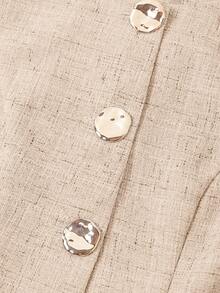 Ellevyn 无袖上衣和裤子 简约通勤优雅亚麻质感两件套 - 棕色 - 查看 5