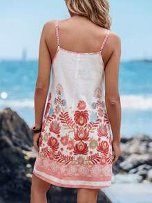 Sylviya 女士休闲碎花吊带度假连衣裙 夏季连衣裙 女士夏季连衣裙 沙滩裙 女士沙滩装 女士度假装 女士度假连衣裙 女士碎花连衣裙，度假 - 彩色 - 查看 2