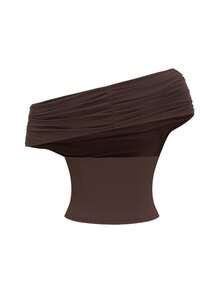 Ellevyn 2pcs/Set Women's Brown Versatile Knit Top + Long Mermaid Hem Skirt - Brown - View 7