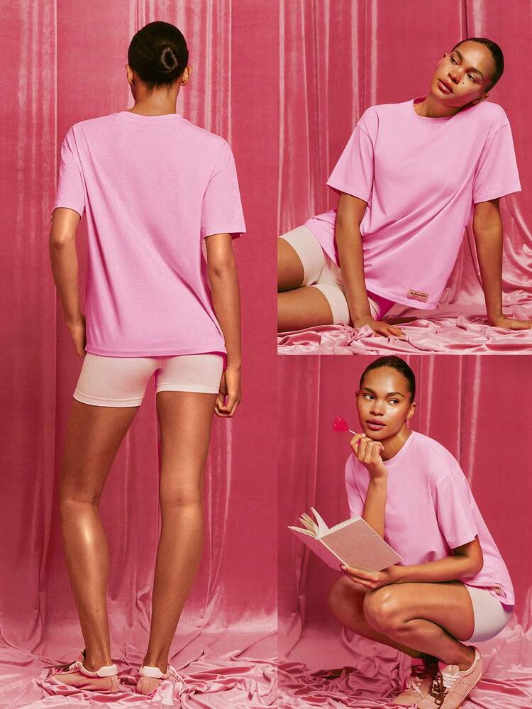 피마 코튼 유니섹스 반팔 라운드넥 오버사이즈 티셔츠 데일리 캐주얼