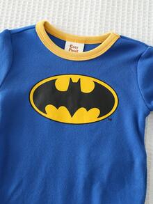 BATMAN X Cozy Pixies 4pcs Young Boy Snug Fit Pajama Set, Cartoon Superhero Pattern Soft Knit Crew Neck Long Sleeve Top And Elastic Waist Long Pants - Grey - View 6