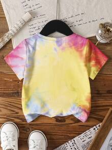 SpongeBob SquarePants | SHEIN Young Girls Minimalist Print Round Neck Short Sleeve T-Shirt - White - View 2