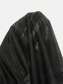 Tween Girls' Fashionable Street Style Loose V-Neck 01 Letter Print Black & Pink T-Shirt Top, Spring/Summer - Black - View 8