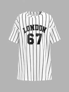 Young Girl New Spring/Summer Casual Street Style Round Neck Sleeveless 67 Logo Striped Pattern Comfortable Loose Knit Dress - White - View 6