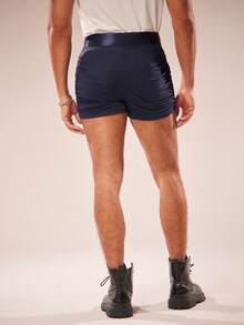 FeverCity Men's Solid Color Tight Knit Shorts - Navy Blue - View 2