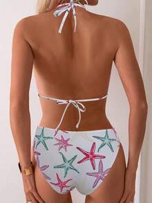 SHEIN Swim Ensemble de bikini imprimé étoile de mer pour vacances à la plage - Multicolore - Voir 2