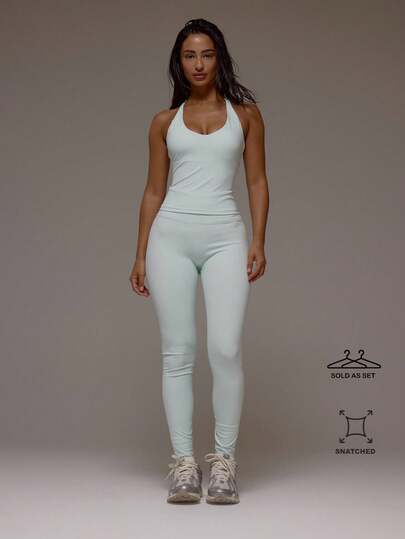 Musera Sport Cross Back Longline Sports Top And Leggings Set Active Workout Gym Pilates Fitness Daily Casual Smoky Quartz
