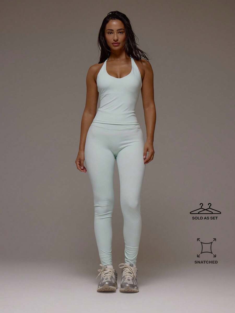 Musera Sport Cross Back Longline Sports Top And Leggings Set Active Workout Gym Pilates Fitness Daily Casual Smoky Quartz Summer - Dusty Pink - View 1