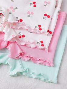 4pcs/Set Girls Comfortable Casual Underwear Set, Pink Cherry Design - Multicolor - View 3