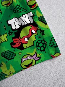 TEENAGE MUTANT NINJA TURTLES | SHEIN 男童卡通印花圆领短袖T恤套装，夏季休闲款 - 白色 - 查看 6