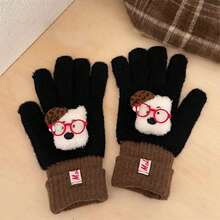1pc Girly Winter Thermal Five-Finger Gloves | Cute Doll Fluffy Knit Gloves For Student Writing & Typing - Multicolor - View 12