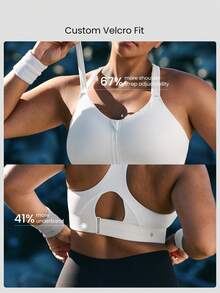 GLOWMODE Áo ngực thể thao cỡ lớn OptiDry Gym Crusher ôm sát, nhanh khô, có mút độn, khóa kéo phía trước, thích hợp cho tập luyện cường độ trung bình, chạy bộ, tập gym. - trắng - Xem 3