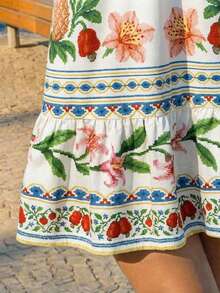 CAJUNI Tropical Vacation Cute Embroidery T-Shirt Dress - Apricot - View 2