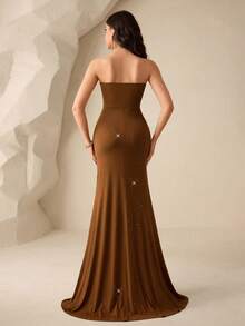 Coutiva Formal Evening Gown (Heavily Embellished) - Brown - View 2