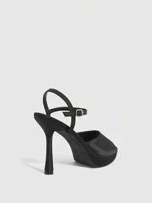 CUCCOO SZL Women's Fashion High Heel Waterproof Platform Round Toe Evening Pumps - Black - View 10