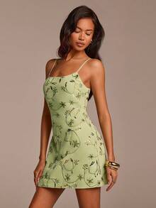 COSMINA 女士迷你连衣裙、夏季女士连衣裙、亮片刺绣面料、女士婚礼宾客礼服、婚纱、绿色女士连衣裙、优雅女士连衣裙、夏季女士连衣裙、约会连衣裙、派对连衣裙、夏季度假连衣裙 - 綠色 - 查看 2