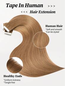 60pcs Tape In Hair Extensions 100% Human Hair #6 Light Brown Straight Style In 14-22 Inch Lengths Extensions Silky Seamless Invisible Top Quality Thick Ends Healthy Human Hair Extensions For Thin Hair And Salon Use And For All Women/Girls Daily Use - S6 - View 2