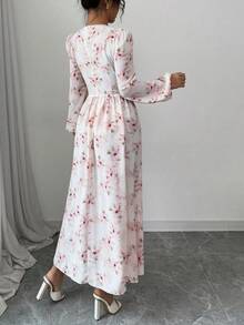 Modelyn 女士梭织印花链条腰A字连衣裙 - 粉色 - 查看 2