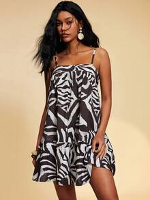 Travachic Women's Casual All-Over Print Ruffle Hem Camisole Dress - Multicolor - View 7