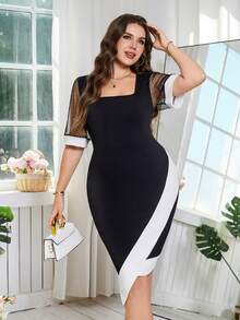SHEIN Clasi Đầm cỡ lớn phối màu cổ vuông tay lửng ôm sát vạt bất đối xứng, đầm dạ hội sang trọng cho đám cưới, quần áo mùa hè, trang phục mùa hè, trang phục mùa xuân, trang phục mùa xuân, đầm mùa hè, đầm mùa xuân, đầm lễ hội, đầm thanh lịch, đầm dự tiệc thanh lịch, trang phục dự tiệc, đầm dự đám cưới, đầm dự tiệc cưới, đám cưới & sự kiện, đầm phù dâu, đầm tốt nghiệp, trang phục tốt nghiệp cho mẹ, trang phục đi chơi, đầm dạ hội, đầm sinh nhật, trang phục sinh nhật cho phụ nữ, trang phục ngày lễ cho phụ nữ, trang phục nghỉ mát cho phụ nữ, trang phục ngày lễ, đầm trang trọng, đầm đen trắng, đầm cỡ lớn, đầm ôm sát cỡ lớn, đầm thanh lịch cho phụ nữ có thân hình đầy đặn, đầm đen trắng thanh lịch, đầm cỡ lớn cho phụ nữ, đầm công sở cho phụ nữ, đầm nữ, trang phục trang trọng, đầm mới về cho phụ nữ, đầm thường ngày - màu đen - Xem 6