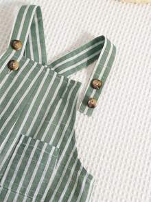 SHEIN Baby Boy Cute Casual Versatile Striped Bib Shorts - Multicolor - View 6