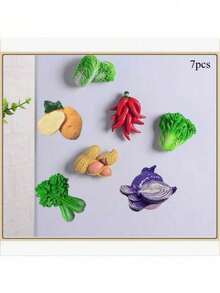 1个/3个/4个/5个/5个-1/6个/6个-1/7个/8个/9个/10个/10个-款式1/10个-2/11个 新款卡通水果蔬菜造型磁性树脂冰箱贴，自然风磁性冰箱贴，可爱装饰品，桌面配件，厨房办公室白板储物柜和洗碗机个性化装饰品，厨房装饰，家居装饰，情人节礼物，送给朋友和亲戚的礼物 - 彩色 - 查看 12