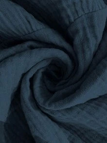 SHEIN LUNE 大码女式夏季休闲V领短袖连衣裙 - 藍色 - 查看 9