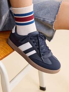 CUCCOO EASI Giày thể thao nữ retro đa năng, màu trắng đế bằng, mẫu mới mùa xuân 2024, thích hợp cho dịp Giáng sinh. - Màu xanh lam - Xem 10