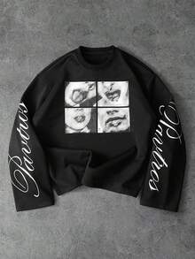 Áo thun nam PAVTROS Manfinity Streetrush phong cách đường phố, phổ biến, phù hợp với INS, in hình và chữ cái cá nhân hóa, thời trang đường phố, dáng rộng, "Tôi yêu bạn trai tôi", áo thun in hình, áo thun in hình retro phong cách Y2K, áo dài tay nam Y2K, áo thun dài tay nam, áo thun dài tay in hình nam. - màu đen - Xem 8