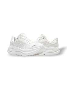 Hoka One One Bondi 9 男士运动鞋，吸汗透气，缓震轻便，百搭，纯色Logo，易洗快干，适合跑步、户外和日常穿着，白色，货号1162011-WWH - 白色 - 查看 5