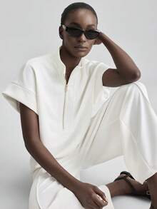 Ontre 2026春夏新款女士两件套，开衩袖衬衫裙，现代优雅婚礼宾客装扮，简约浪漫法式奢华感，都市时尚商务休闲办公装，低调奢华气质，高端通勤机场邮轮必备单品，高品质季节性百搭婚礼系列度假中长连衣裙 - 米色 - 查看 1