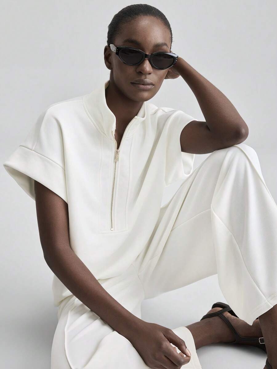 Ontre 2026春夏新款女士两件套，开衩袖衬衫裙，现代优雅婚礼宾客装扮，简约浪漫法式奢华感，都市时尚商务休闲办公装，低调奢华气质，高端通勤机场邮轮必备单品，高品质季节性百搭婚礼系列度假中长连衣裙 - 米色 - 查看 1