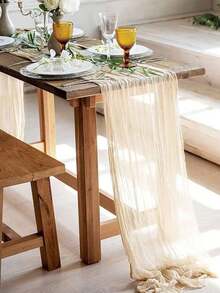 1 bộ khăn trải bàn và khăn ăn bằng vải màn kích thước 35 * 71/118/157 inch, khăn trải bàn bằng vải màn kiểu Bohemia, khăn trải bàn trong suốt kiểu đồng quê, khăn trải bàn phong cách Bohemian phù hợp để trang trí cổng cưới, cổng vườn, tiệc cưới, hoàn hảo cho đám cưới, lễ hội, ngày lễ, tiệc sinh nhật, trang trí, trang trí nhà cửa (Nhiều màu sắc có sẵn) Quà tặng Giáng sinh - Màu be - Xem 5
