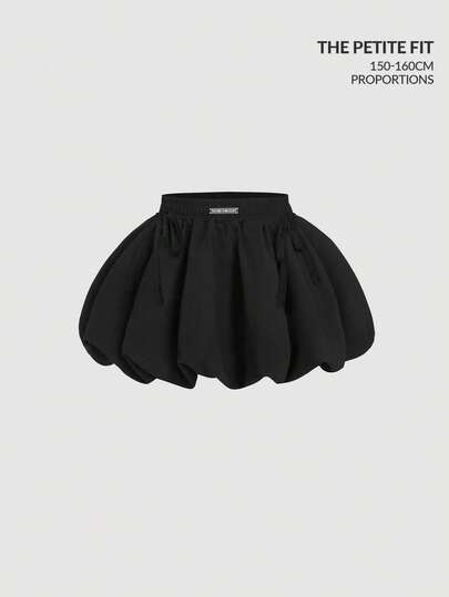 SHEIN MOD 黑色花卉蝴蝶结饰边喇叭下摆迷你裙