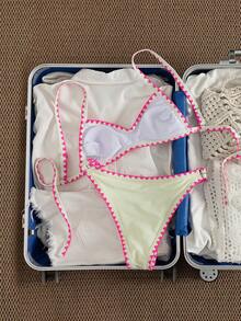 Swim Vcay Bộ bikini cỡ lớn 2 mảnh in hoa, áo cổ yếm hở lưng và quần cạp cao có thể điều chỉnh, thích hợp cho mùa hè đi biển và nghỉ mát. - Nhiều màu - Xem 9