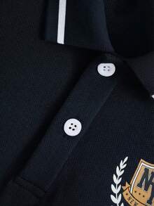 SHEIN 男童纯色短袖翻领Polo衫 - 彩色 - 查看 5