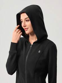 OutZeal Women Sports Jacket Black Daily Casual Model Hooded Zip-Up Active Tops - Black - View 9
