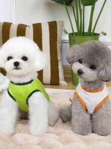 PETSIN 宠物春季新款狗狗服装 动物用品 宠物服装 狗狗背心 猫咪T恤 泰迪熊套装 小型动物服装 休闲酷炫背心 狗狗服装 猫咪服装 春夏两季新款背心 - 彩色 - 查看 9